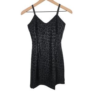 Aqua Leopard Print Mini Dress Size XS Black Sleeveless Club Party Dress